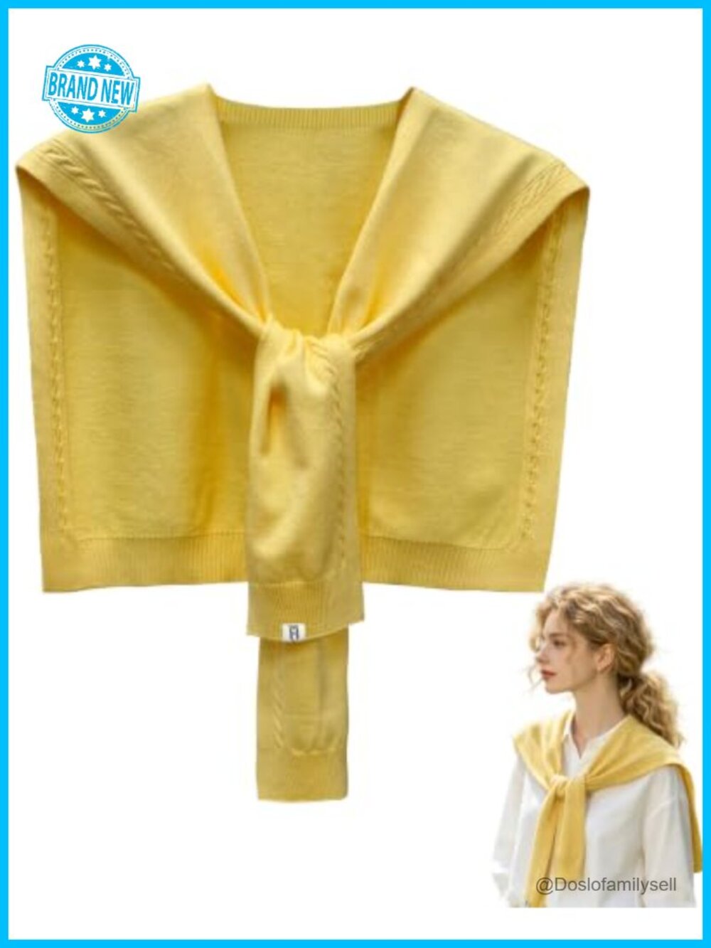 Unisex Cable Knit Shrug Cardigan Style Shawl Wrap with Arm Slits